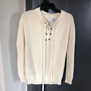 J.O.A. Lace Up Knit Sweater